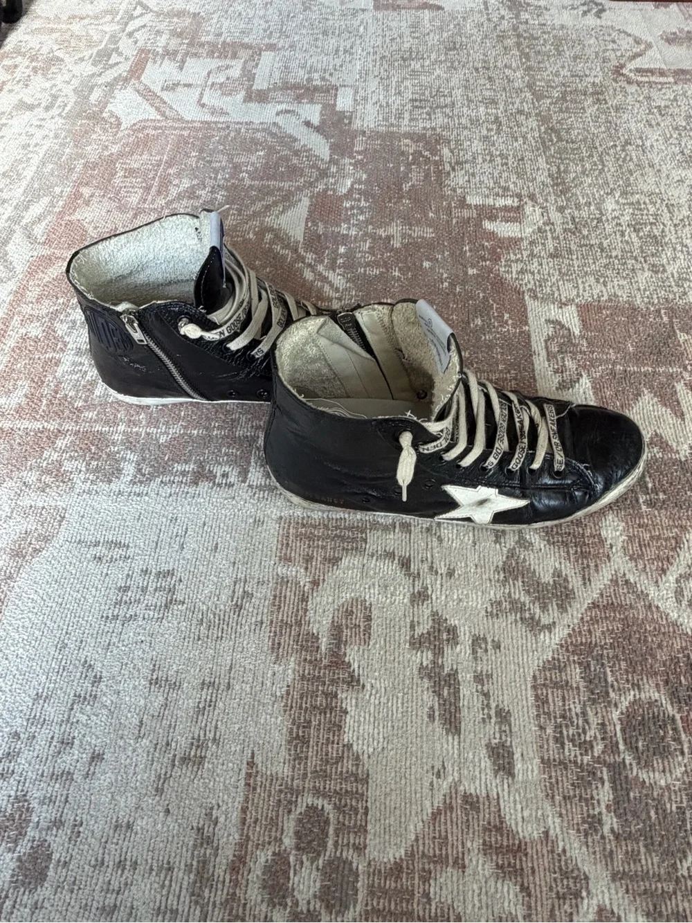 Golden Goose Black High-Top Sneakers with White Laces